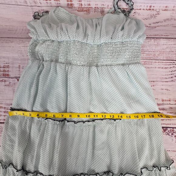 Antheaa Chiffon Babydoll Sundress XL Mint Green Ruffle Smocked Tier Summer Dress - Picture 12 of 16